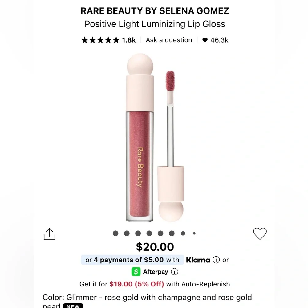 Rare Beauty Positive Light Luminizing Lip Gloss in Shade Glimmer